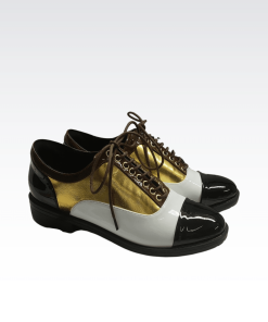 Chanel Uniform Cc Logo Oxford Derby Cap Toe Black Leather Shoes