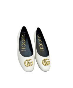 Gucci Women'S Ballet Flat With Gc Logo White