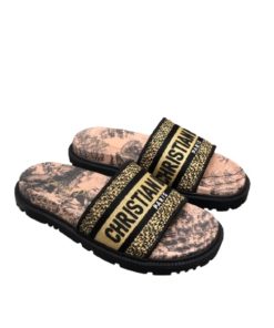 Dior Dway Toile De Jouy Embroidered Slipper Black Pink Tone