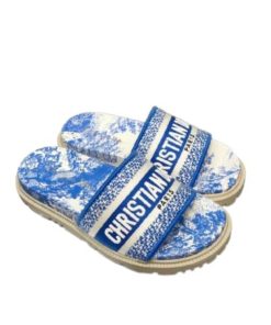 Dior Dway Toile De Jouy Embroidered Slipper Blue