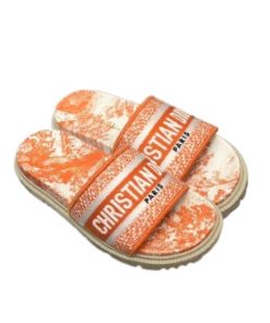 Dior Dway Toile De Jouy Embroidered Slipper Orange