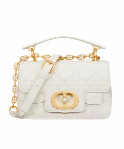 Dior Jolie Top Handle Bag Mini Cannage Calfskin White 19Cm