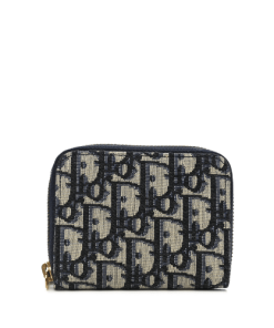 Dior Oblique Zipper Wallet Coin Pouch Beige And Black Dior 11Cm 973981