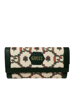 Gucci Long Wallet Green And Beige 19Cm