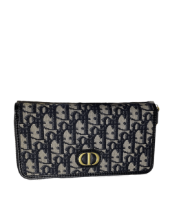 Dior Long Wallet Oblique Jacquard Black And Beige 19.5Cm