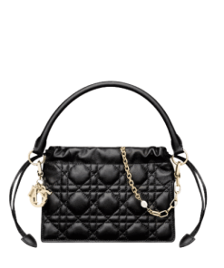 Dior Top Handle Drawstring Mini Bag Scarlet Black Cannage Lambskin 19Cm S0981Onmj M900