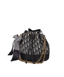 Dior Bucket Canvas Leder Monogramm Blau Beige Handware Gold 22Cm