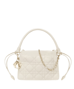 Dior Top Handle Drawstring Mini Bag Scarlet Latte Cannage Lambskin 19Cm S0981Onmj M030