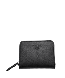 Prada Saffiano Leather Coin Purse Full Black Wallet 10Cm 1Mm268 Qwa F0016