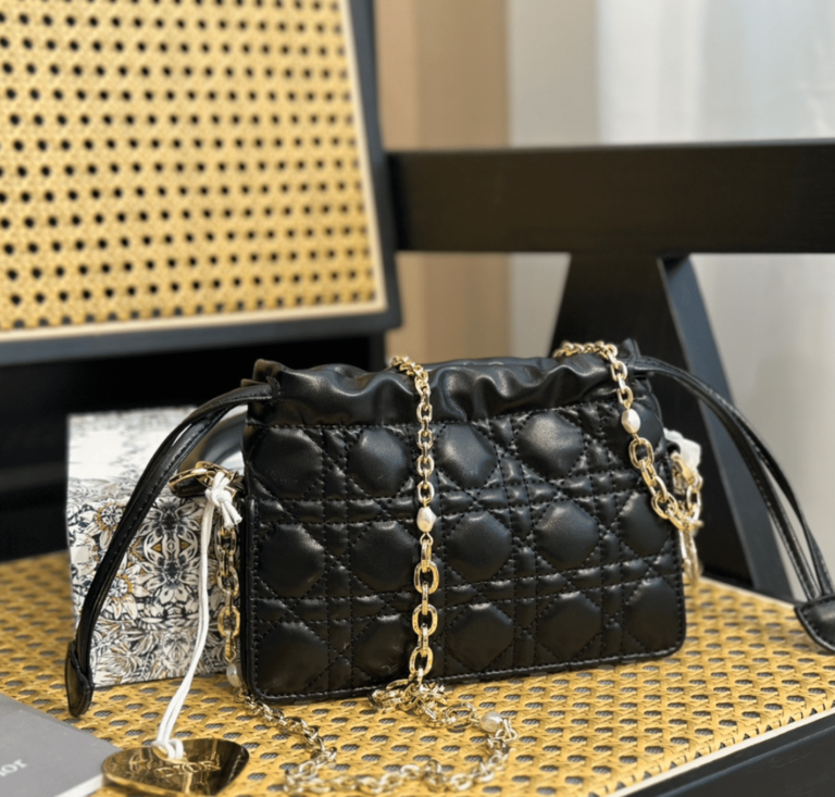 Dior Top Handle Drawstring Mini Bag Scarlet Black Cannage Lambskin 19Cm S0981Onmj M900 - Image 2