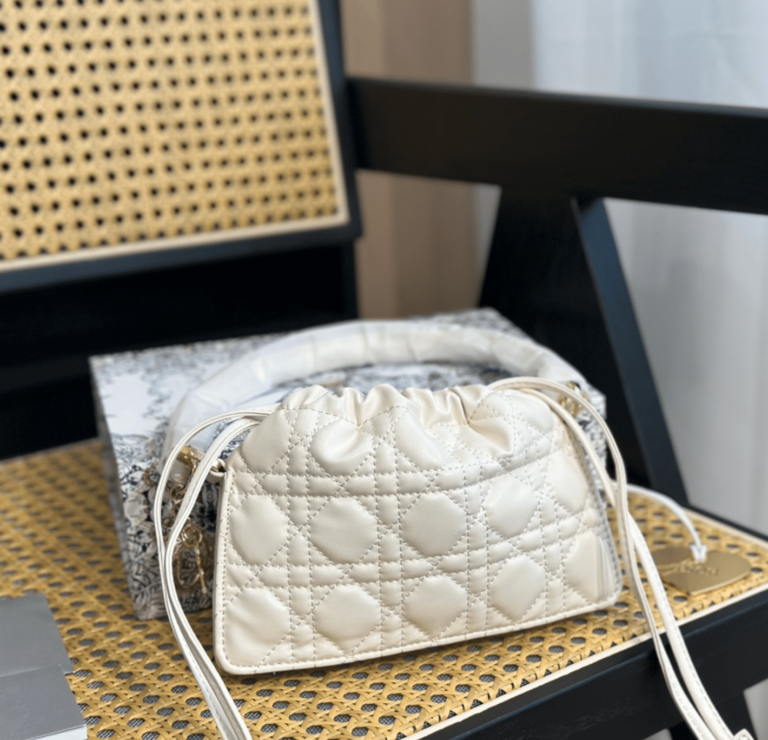 Dior Top Handle Drawstring Mini Bag Scarlet Latte Cannage Lambskin 19Cm S0981Onmj M030 - Image 2