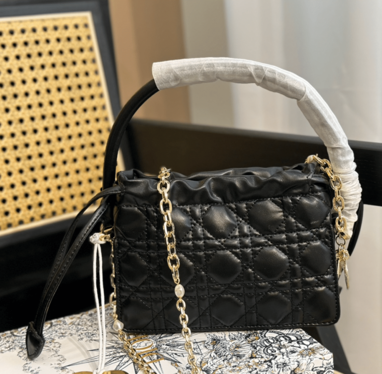 Dior Top Handle Drawstring Mini Bag Scarlet Black Cannage Lambskin 19Cm S0981Onmj M900 - Image 6