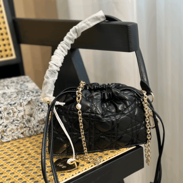 Dior Top Handle Drawstring Mini Bag Scarlet Black Cannage Lambskin 19Cm S0981Onmj M900 - Image 7