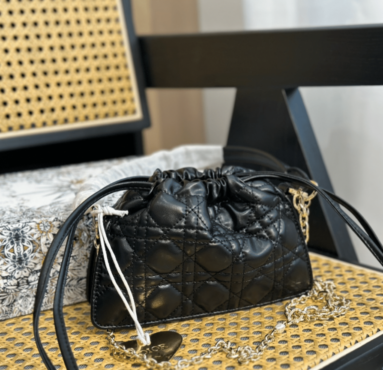 Dior Top Handle Drawstring Mini Bag Scarlet Black Cannage Lambskin 19Cm S0981Onmj M900 - Image 8