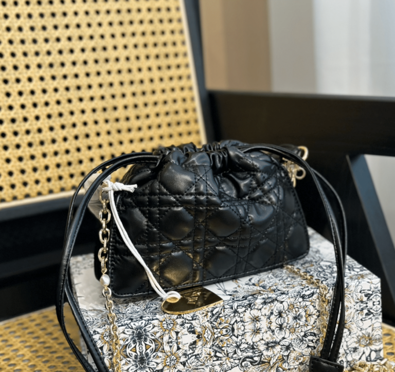 Dior Top Handle Drawstring Mini Bag Scarlet Black Cannage Lambskin 19Cm S0981Onmj M900 - Image 9