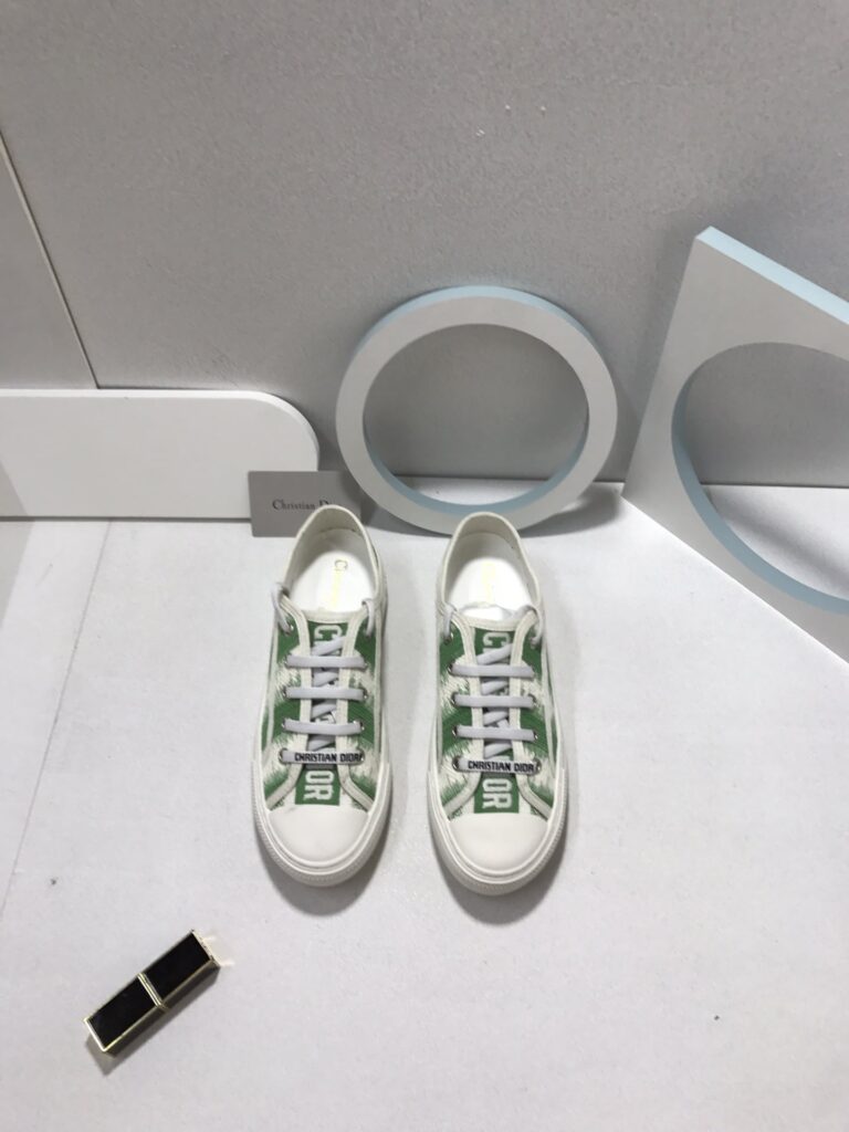 Dior Walk'N'Dior Sneakers D-Stripes Embroidered Cotton Green - Image 7