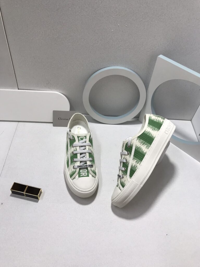 Dior Walk'N'Dior Sneakers D-Stripes Embroidered Cotton Green - Image 5