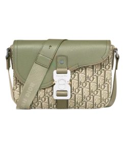 Dior Small Saddle Messenger Bag With Flap Khaki Grained Calfskin 19Cm 1Adpo049Yks H57E