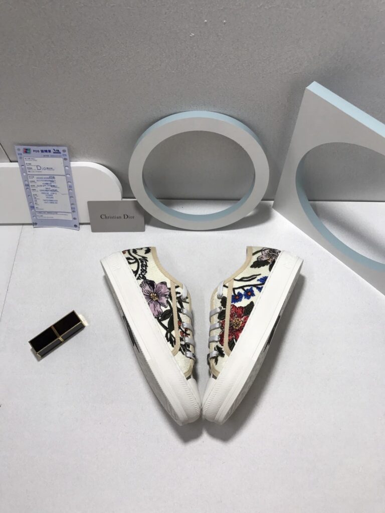 Dior Walk'N Dior Rosa Mutabilis Embroidered Cotton Sneakers - Image 8