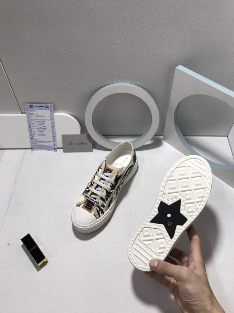 Dior Walk'N Dior Rosa Mutabilis Embroidered Cotton Sneakers - Image 7