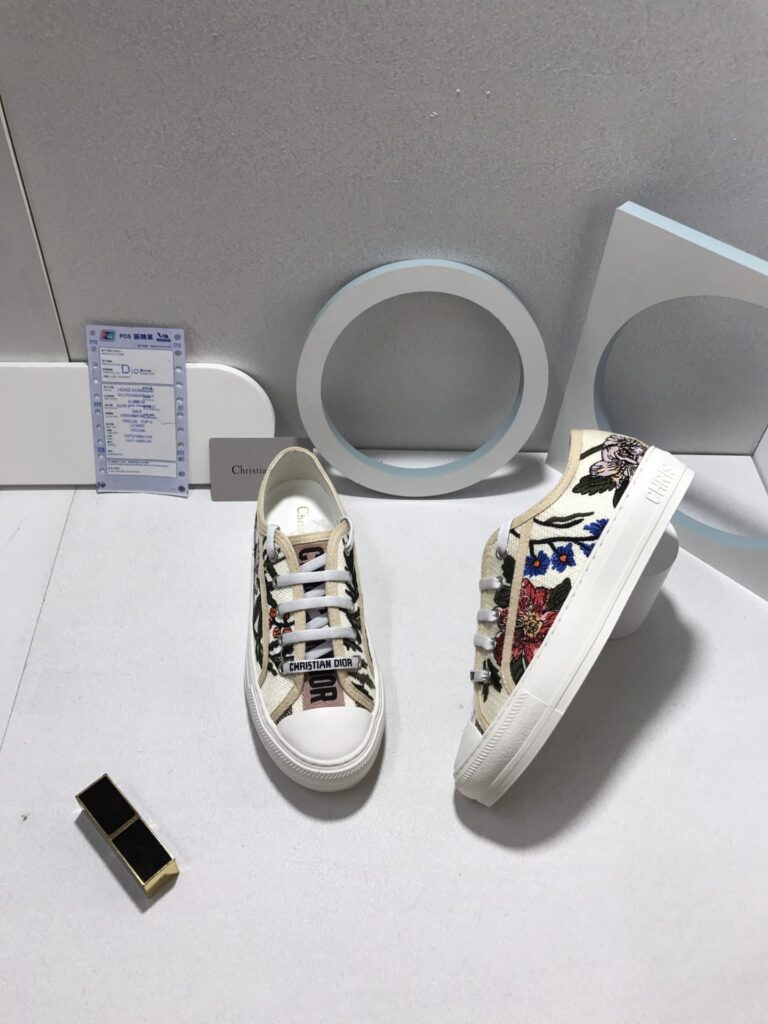 Dior Walk'N Dior Rosa Mutabilis Embroidered Cotton Sneakers - Image 4