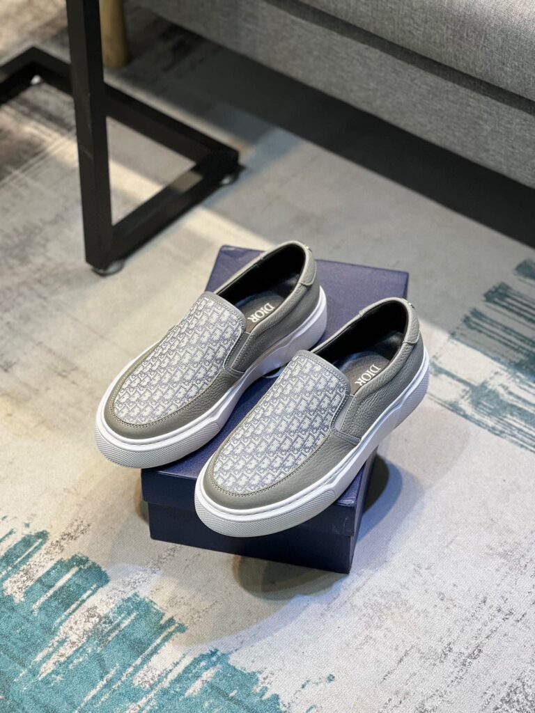 Dior Men's Slip On Leather And Calfskin Grey - Image 4