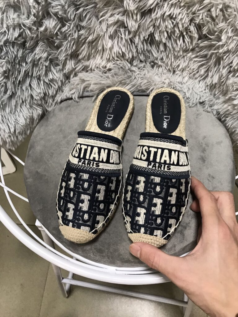 Dior Granville Oblique Espadrille Cotton Flats In Black - Image 2