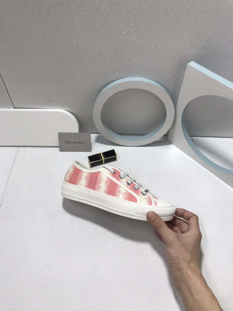 Dior Walk'N'Dior Sneakers D-Stripes Embroidered Cotton Pink - Image 7