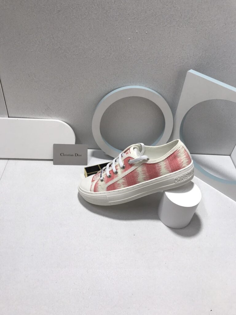 Dior Walk'N'Dior Sneakers D-Stripes Embroidered Cotton Pink - Image 6