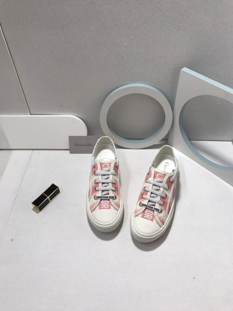 Dior Walk'N'Dior Sneakers D-Stripes Embroidered Cotton Pink - Image 4