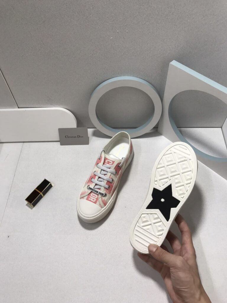 Dior Walk'N'Dior Sneakers D-Stripes Embroidered Cotton Pink - Image 3