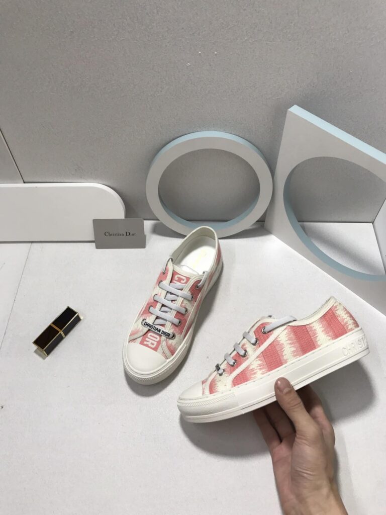 Dior Walk'N'Dior Sneakers D-Stripes Embroidered Cotton Pink - Image 2