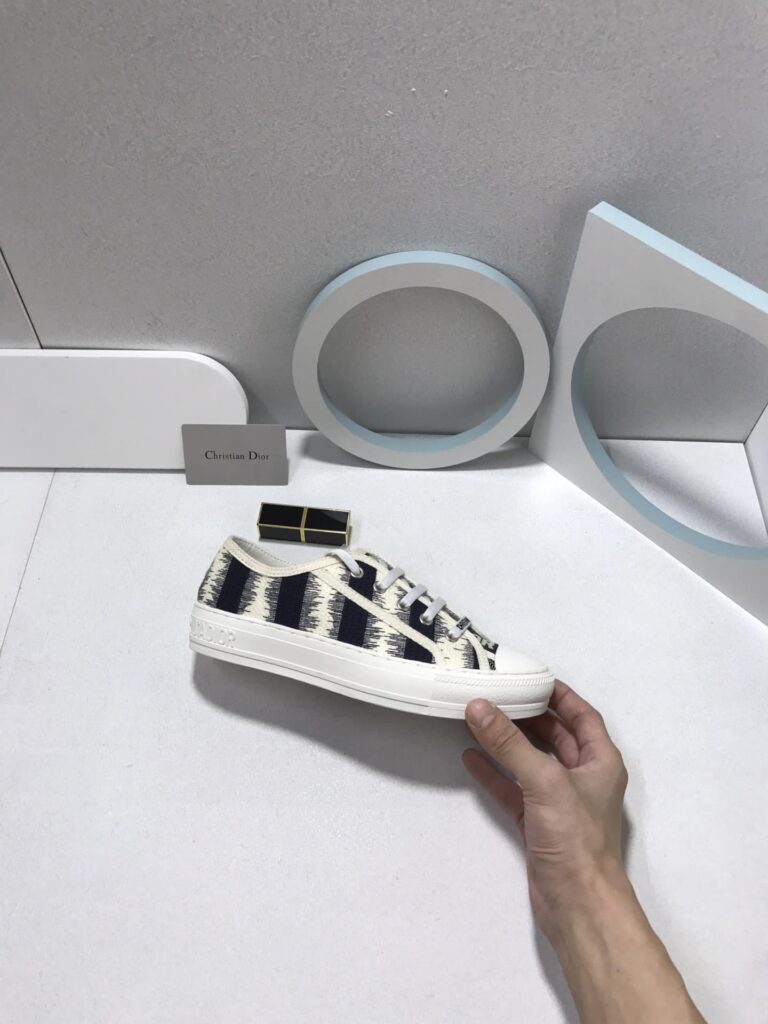 Dior Walk'N'Dior Sneakers D-Stripes Embroidered Cotton Black - Image 9