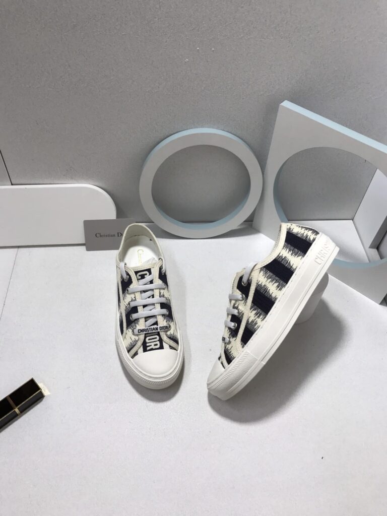 Dior Walk'N'Dior Sneakers D-Stripes Embroidered Cotton Black - Image 7