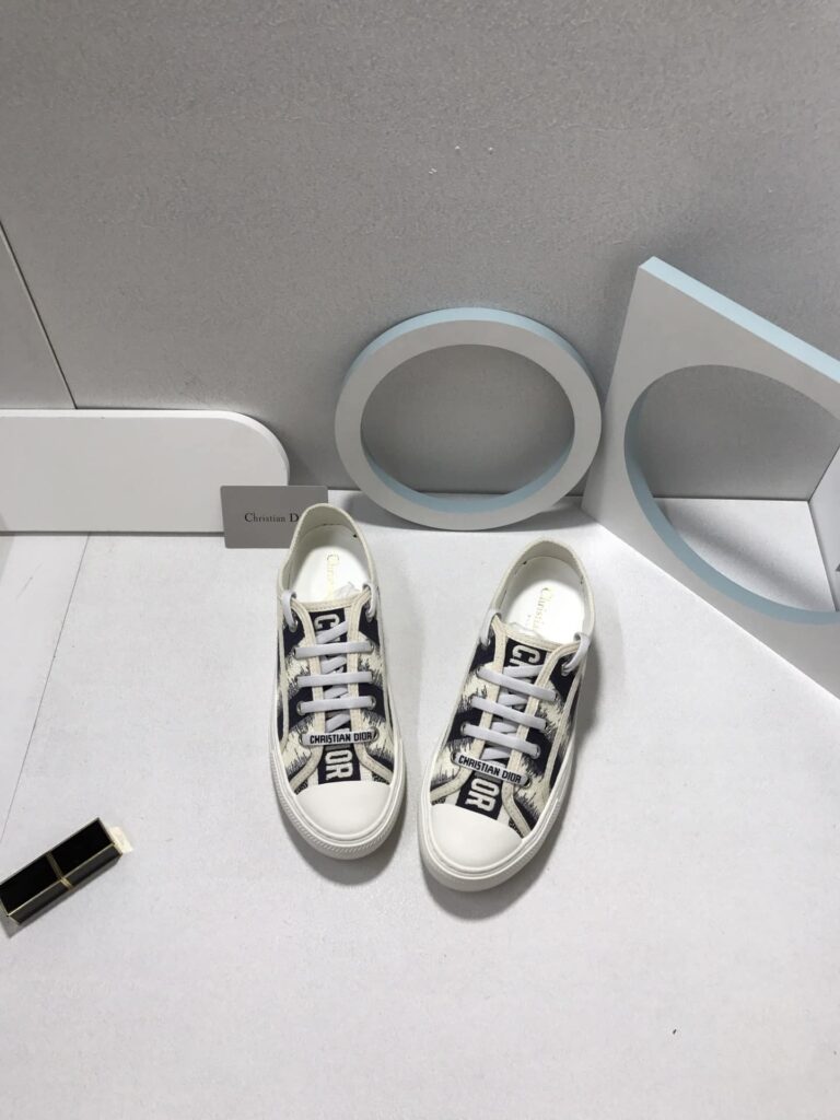 Dior Walk'N'Dior Sneakers D-Stripes Embroidered Cotton Black - Image 6