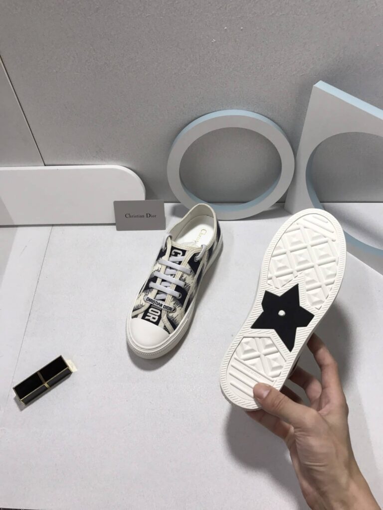 Dior Walk'N'Dior Sneakers D-Stripes Embroidered Cotton Black - Image 5