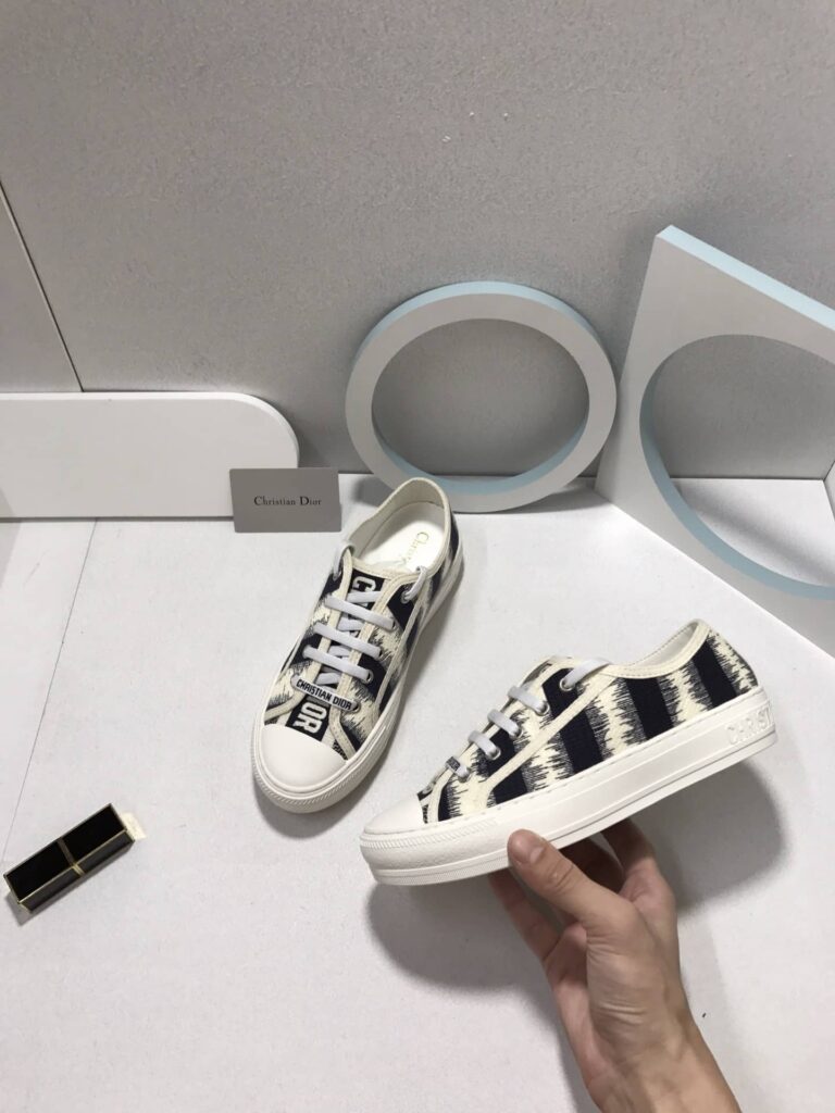 Dior Walk'N'Dior Sneakers D-Stripes Embroidered Cotton Black - Image 4