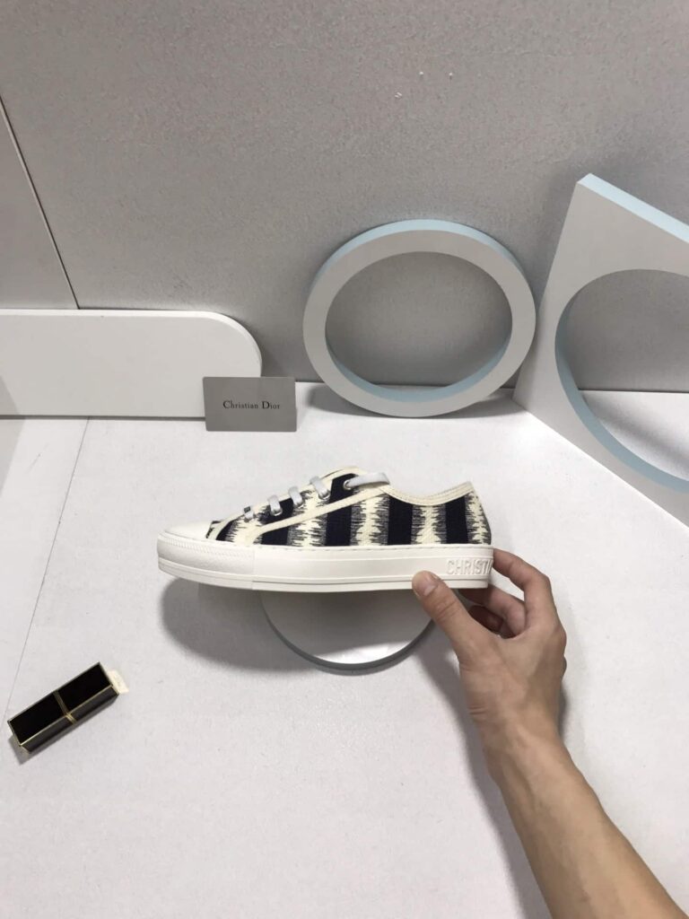 Dior Walk'N'Dior Sneakers D-Stripes Embroidered Cotton Black - Image 2