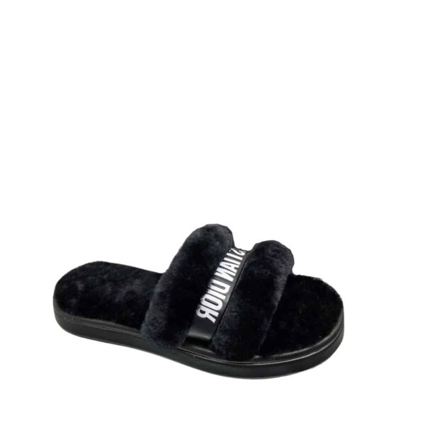 Dior Shearling Slides Black