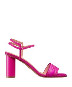 Dior Dway Heeled Sandal Embroidered Satin And Lambskin Pink Kdq896Etl_S65P