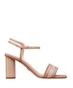 Dior Dway Heeled Sandal Embroidered Satin And Lambskin Beige Kdq896Etl S12U