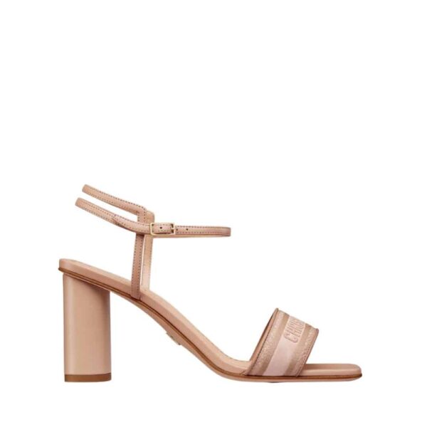 Dior Dway Heeled Sandal Embroidered Satin And Lambskin Beige Kdq896Etl S12U