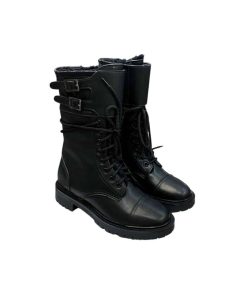 Dior D Trap Ankle Boot Calfskin And Shearling Black