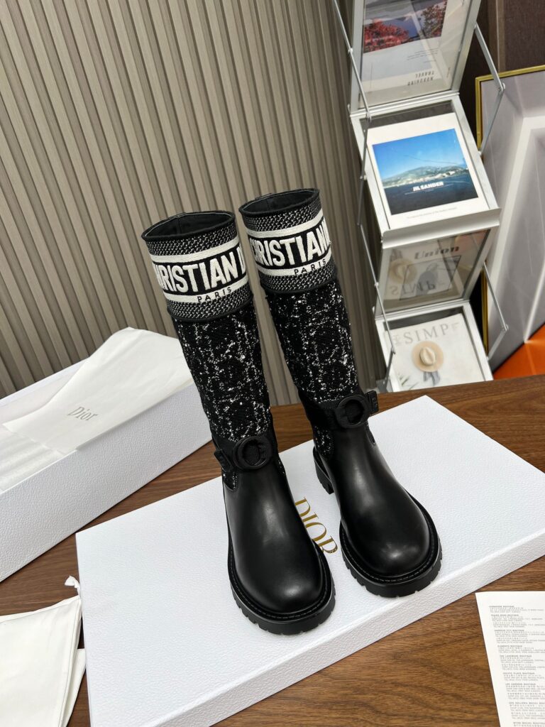 Dior D Major Boot Calfskin And Cannage Tweed Black And White Kci981Cwy S17X - Image 6