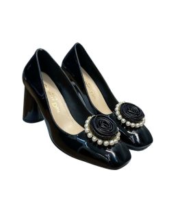 Dior Rose Pump Black White Resin Pearls