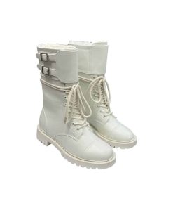 Dior D Trap Ankle Boot Calfskin And Shearling White