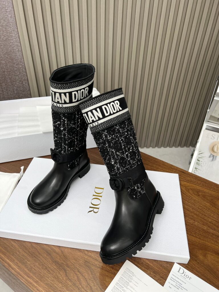 Dior D Major Boot Calfskin And Cannage Tweed Black And White Kci981Cwy S17X - Image 2