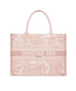 Dior Personalized Large Tote Toile De Jouy Embroidery Pink 42Cm