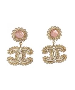 Chanel Metal And Strass Earrings Glass Pearl Gold