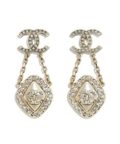 Chanel Cc Crystal Earrings